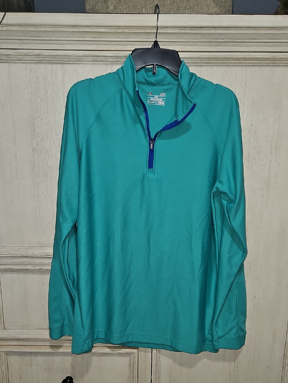Under Armour Medium Spring Green With Navy Blue Quarter-Zip Long Sleeve Pullover